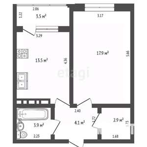 1-к квартира, вторичка, 45м2, 4/8 этаж