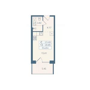 Студия квартира, вторичка, 29м2, 2/8 этаж