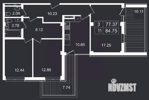 3-к квартира, вторичка, 85м2, 2/8 этаж
