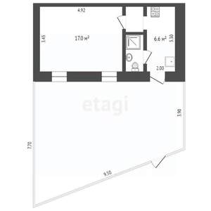 1-к квартира, вторичка, 30м2, 1/1 этаж