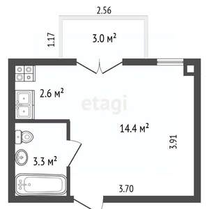 1-к квартира, вторичка, 20м2, 3/7 этаж