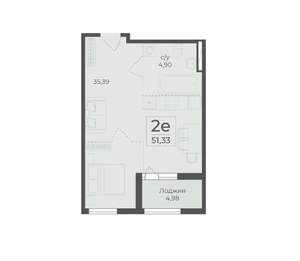 2-к квартира, вторичка, 51м2, 4/18 этаж