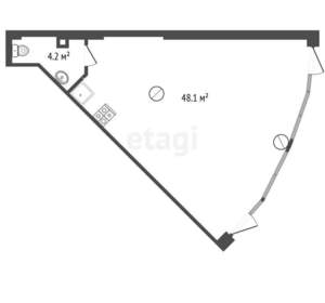 2-к квартира, вторичка, 60м2, 1/9 этаж