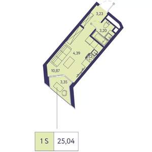 Студия квартира, строящийся дом, 25м2, 17/20 этаж