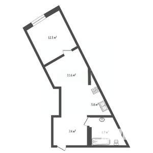 2-к квартира, вторичка, 44м2, 10/18 этаж