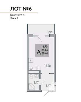 Студия квартира, вторичка, 29м2, 5/9 этаж