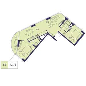 3-к квартира, строящийся дом, 73м2, 14/20 этаж