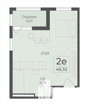 2-к квартира, строящийся дом, 45м2, 12/15 этаж