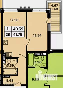 2-к квартира, вторичка, 46м2, 3/8 этаж