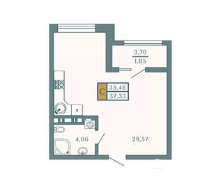 Студия квартира, вторичка, 37м2, 5/9 этаж