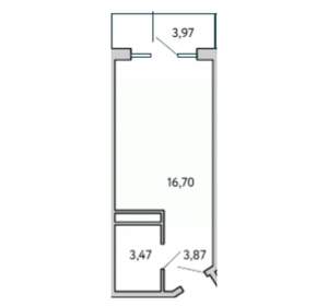 Студия квартира, вторичка, 28м2, 2/10 этаж