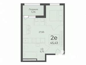Студия квартира, вторичка, 45м2, 2/15 этаж