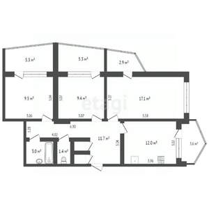 3-к квартира, вторичка, 73м2, 7/9 этаж