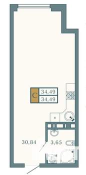 Студия квартира, вторичка, 37м2, 6/9 этаж