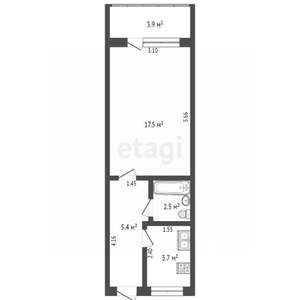 1-к квартира, вторичка, 33м2, 4/5 этаж