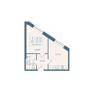 1-к квартира, вторичка, 32м2, 2/8 этаж