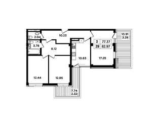 3-к квартира, вторичка, 83м2, 5/8 этаж