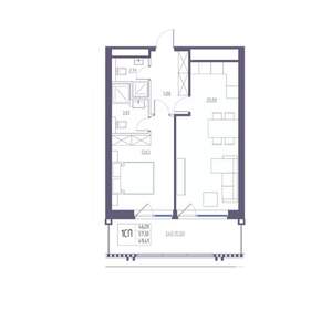 1-к квартира, вторичка, 57м2, 7/8 этаж