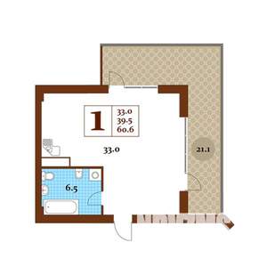 Студия квартира, вторичка, 61м2, 9/15 этаж