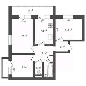 3-к квартира, вторичка, 64м2, 12/12 этаж