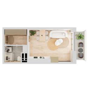 Студия квартира, вторичка, 43м2, 18/19 этаж