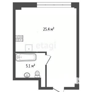 Студия квартира, вторичка, 34м2, 4/8 этаж