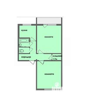 2-к квартира, вторичка, 48м2, 1/5 этаж