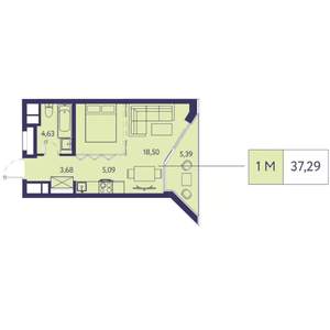 1-к квартира, вторичка, 37м2, 14/20 этаж