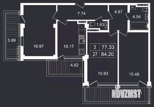 3-к квартира, вторичка, 84м2, 5/8 этаж