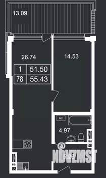 1-к квартира, вторичка, 55м2, 5/8 этаж