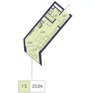 Студия квартира, строящийся дом, 25м2, 12/20 этаж