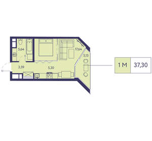 1-к квартира, вторичка, 37м2, 12/20 этаж