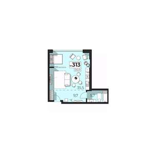 Студия квартира, вторичка, 51м2, 3/6 этаж