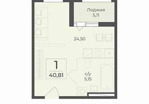 1-к квартира, строящийся дом, 41м2, 5/15 этаж