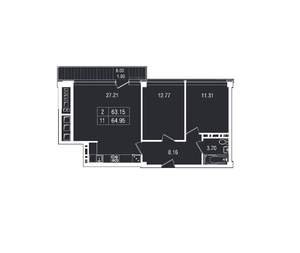 2-к квартира, вторичка, 65м2, 2/8 этаж