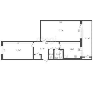 2-к квартира, вторичка, 49м2, 1/5 этаж
