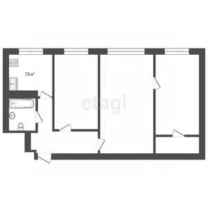 3-к квартира, вторичка, 62м2, 2/5 этаж