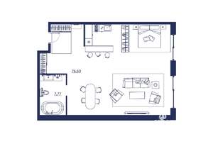 Студия квартира, вторичка, 84м2, 1/8 этаж