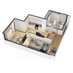 1-к квартира, строящийся дом, 40м2, 6/7 этаж