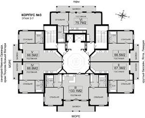 3-к квартира, строящийся дом, 133м2, 4/8 этаж