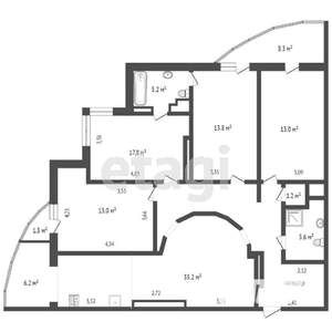 5-к квартира, вторичка, 162м2, 2/14 этаж