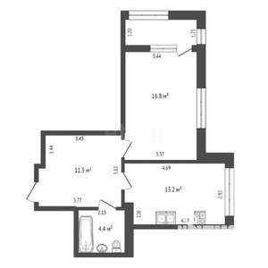 2-к квартира, вторичка, 65м2, 11/12 этаж