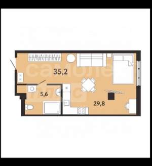 Студия квартира, вторичка, 35м2, 5/8 этаж
