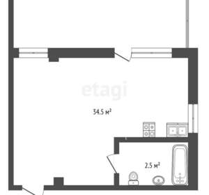 1-к квартира, вторичка, 49м2, 2/6 этаж