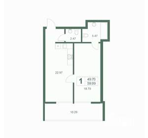 1-к квартира, вторичка, 60м2, 6/9 этаж