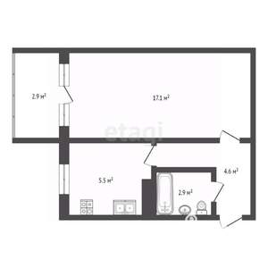 2-к квартира, вторичка, 36м2, 1/5 этаж