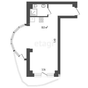 1-к квартира, вторичка, 33м2, 1/6 этаж