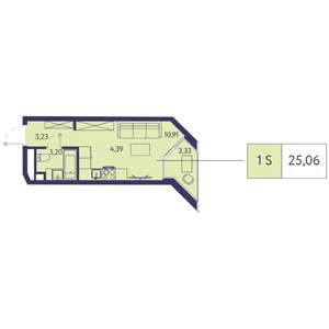 Студия квартира, вторичка, 25м2, 14/20 этаж
