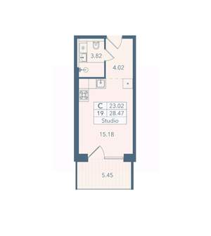 Студия квартира, вторичка, 28м2, 3/8 этаж