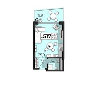 1-к квартира, вторичка, 44м2, 5/6 этаж